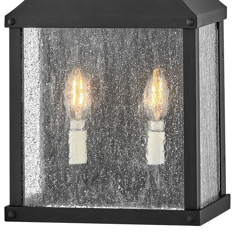 Museum Black Aluminum Outdoor Wall Light with Clear Seedy Glass