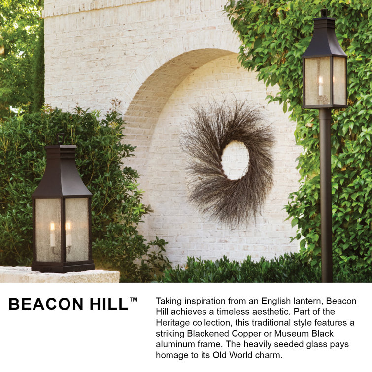 Museum Black Aluminum Outdoor Wall Light with Clear Seedy Glass