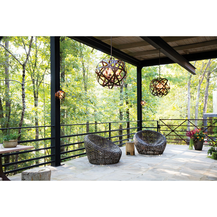 Vintage Iron 5-Light Globe Outdoor Chandelier with Clear Seedy Glass