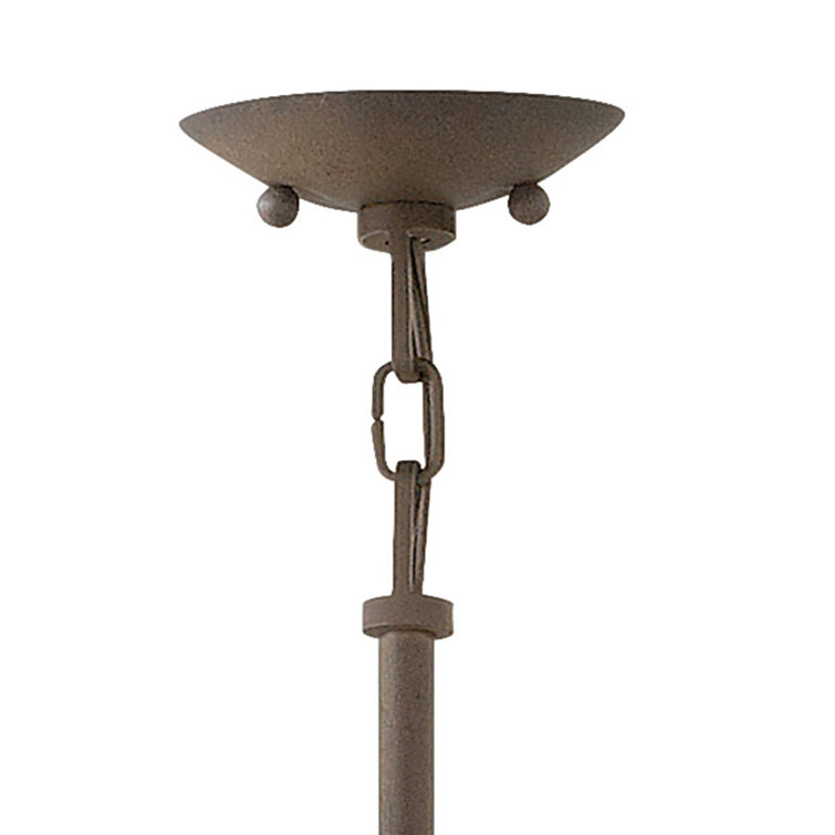 Vintage Iron 5-Light Globe Outdoor Chandelier with Clear Seedy Glass