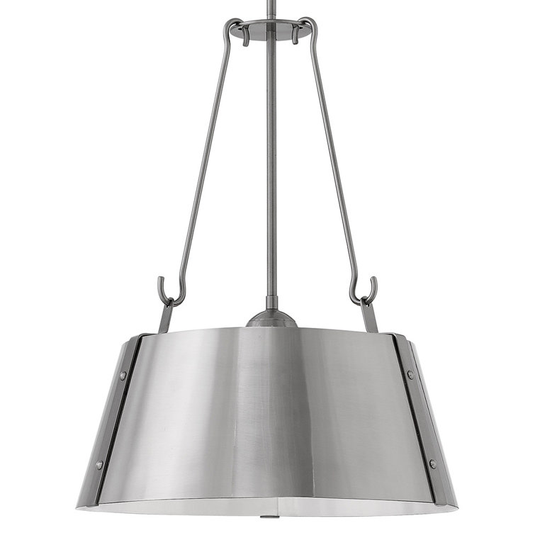 Polished Antique Nickel 3-Light Drum Pendant