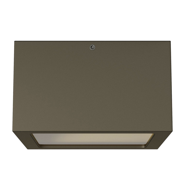 Kube Bronze Etched Lens LED Outdoor Flush Mount Light