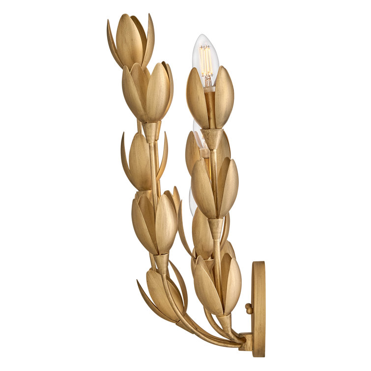 Flora Burnished Gold Botanical 3-Light Wall Sconce