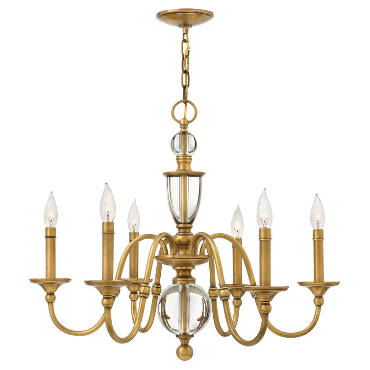 Eleanor Heritage Brass 6-Light Crystal Candle Chandelier