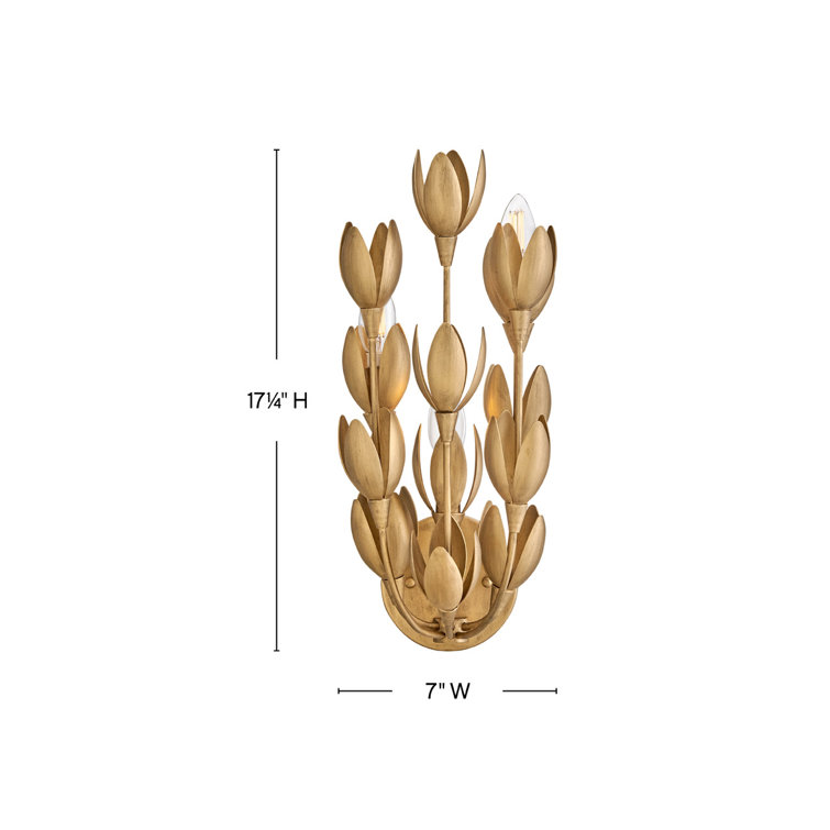 Flora Burnished Gold Botanical 3-Light Wall Sconce