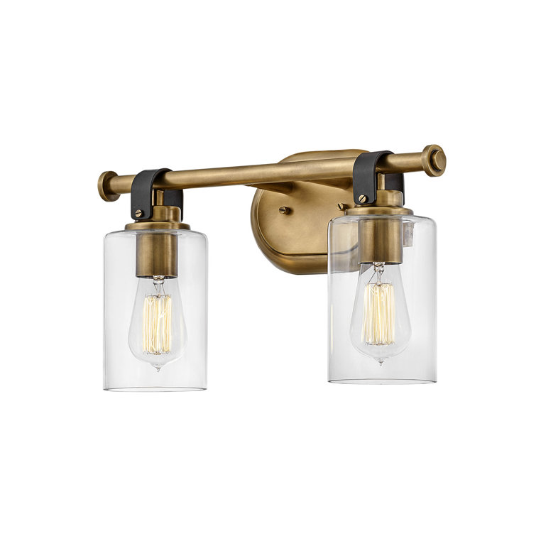 Halstead Heritage Brass 2-Light Vanity with Clear Glass Shades