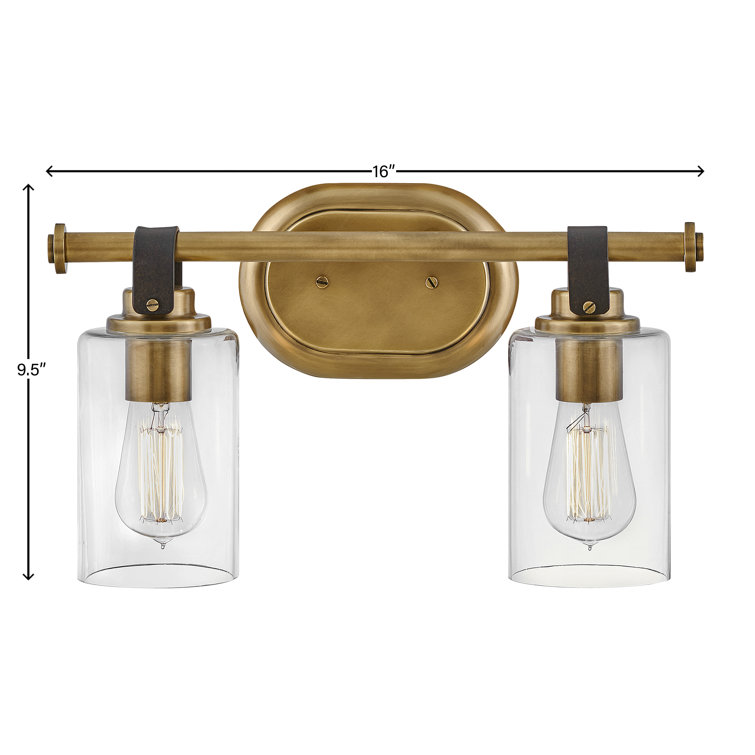 Halstead Heritage Brass 2-Light Vanity with Clear Glass Shades