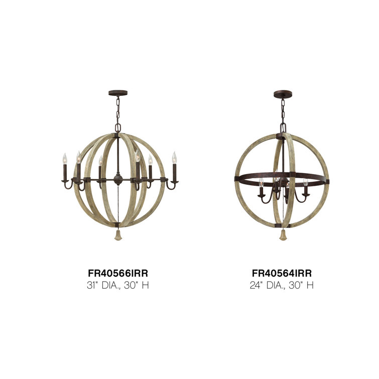 Middlefield Rustic-Chic 4-Light Iron Rust & Weathered Ash Chandelier