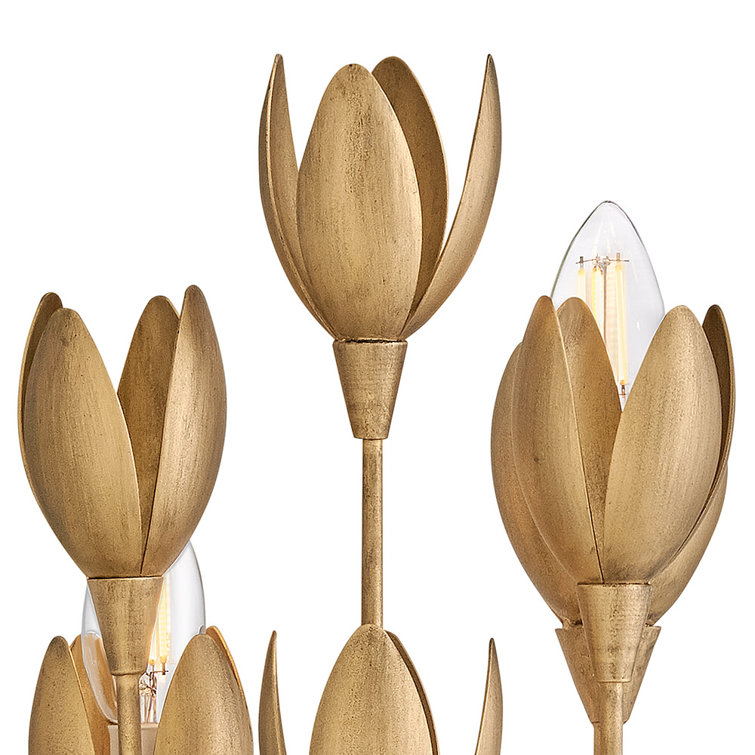 Flora Burnished Gold Botanical 3-Light Wall Sconce