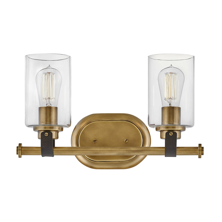 Halstead Heritage Brass 2-Light Vanity with Clear Glass Shades