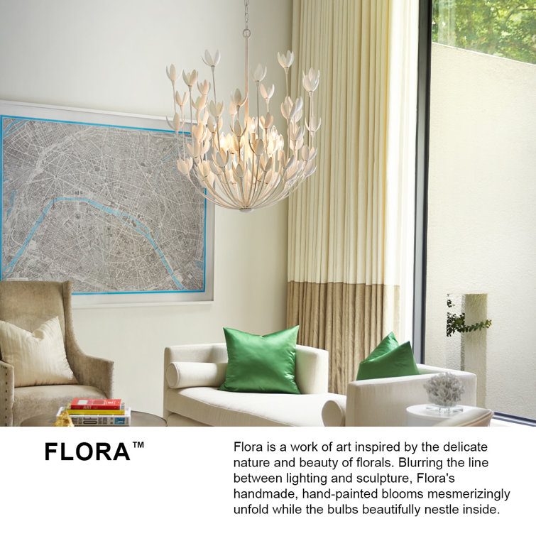 Burnished Gold 6-Light Floral Steel Chandelier