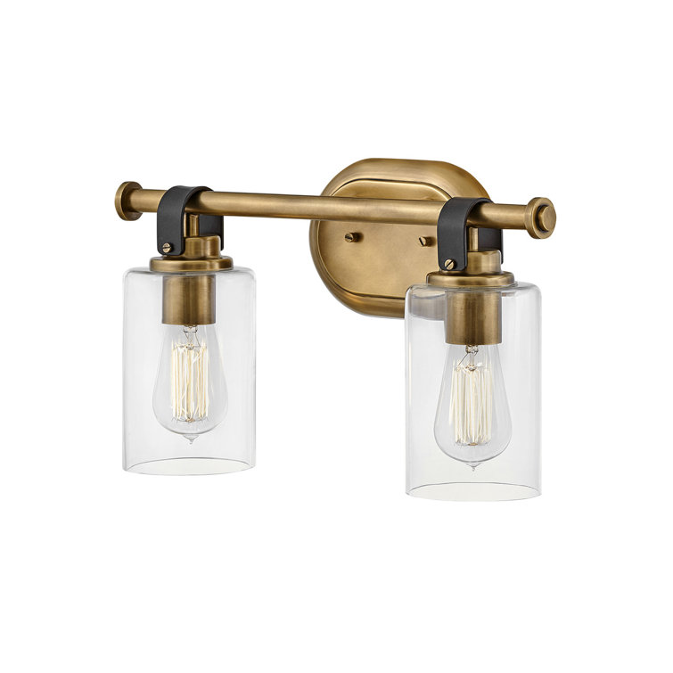 Halstead Heritage Brass 2-Light Vanity with Clear Glass Shades