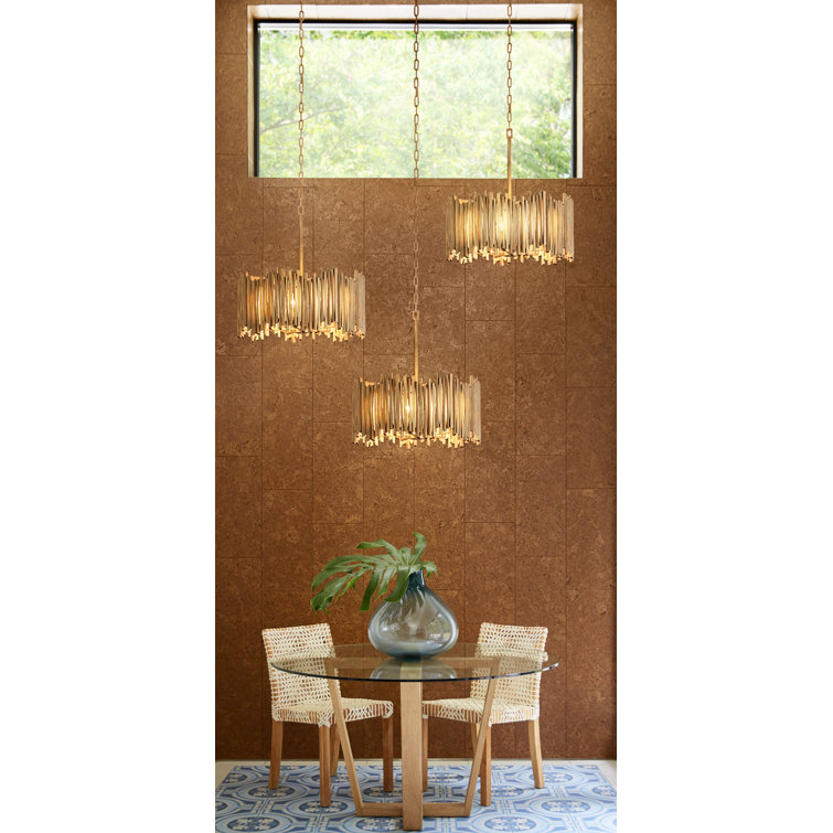 Roca Burnished Gold 3-Light LED Drum Pendant
