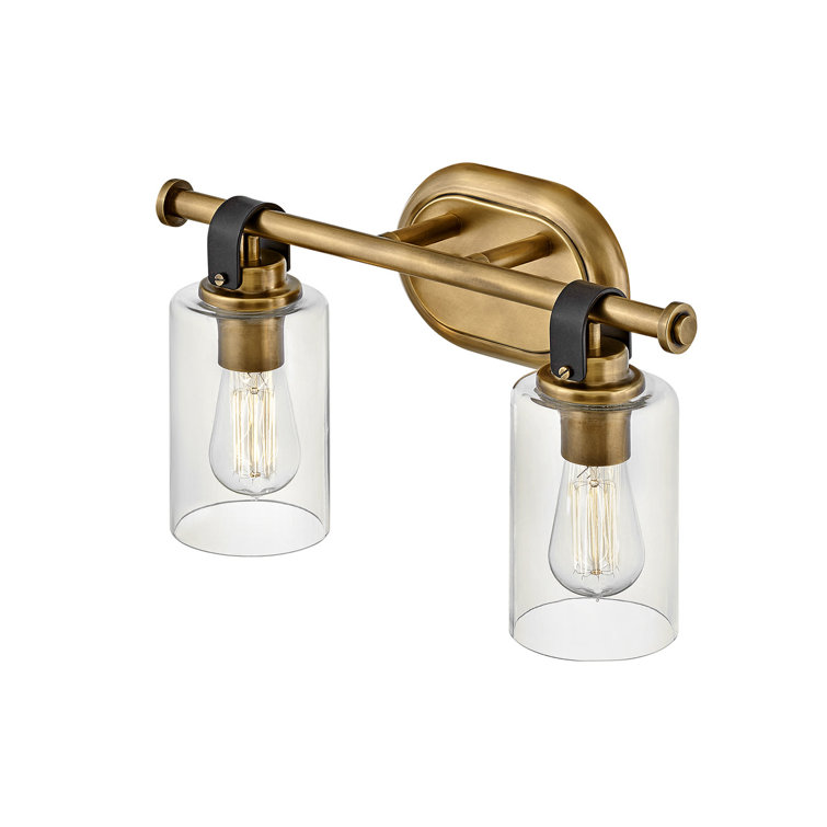 Halstead Heritage Brass 2-Light Vanity with Clear Glass Shades