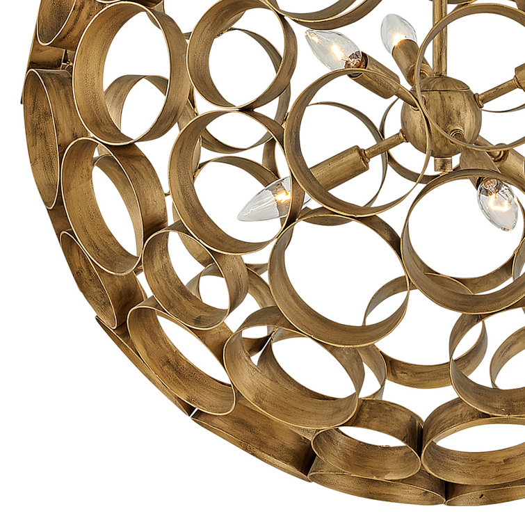 Centric Elegance 6-Light Burnished Gold Globe Chandelier