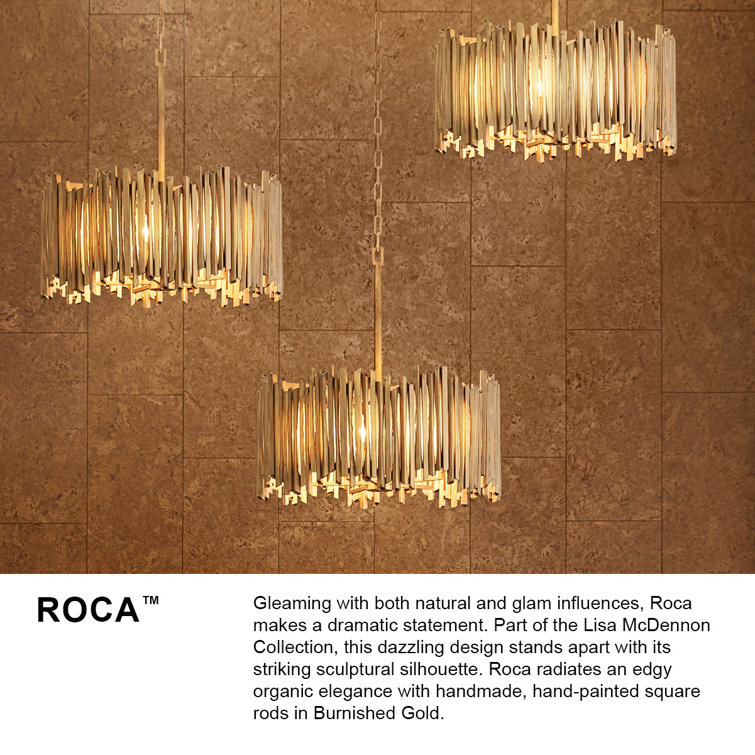 Roca Burnished Gold 3-Light LED Drum Pendant