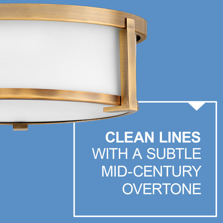 Lowell 3-Light LED Drum Flush Mount in Brushed Bronze with Etched Opal Shade