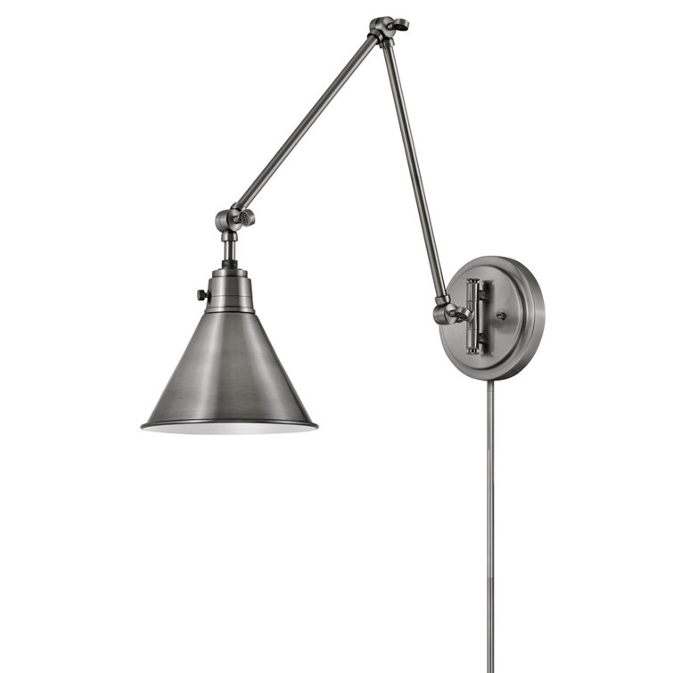 Polished Antique Nickel Swing Arm Wall Sconce
