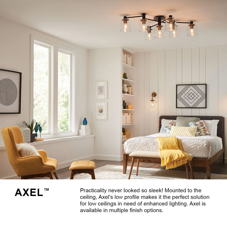 Axel Black and Heritage Brass 3-Light Indoor/Outdoor Flush Mount