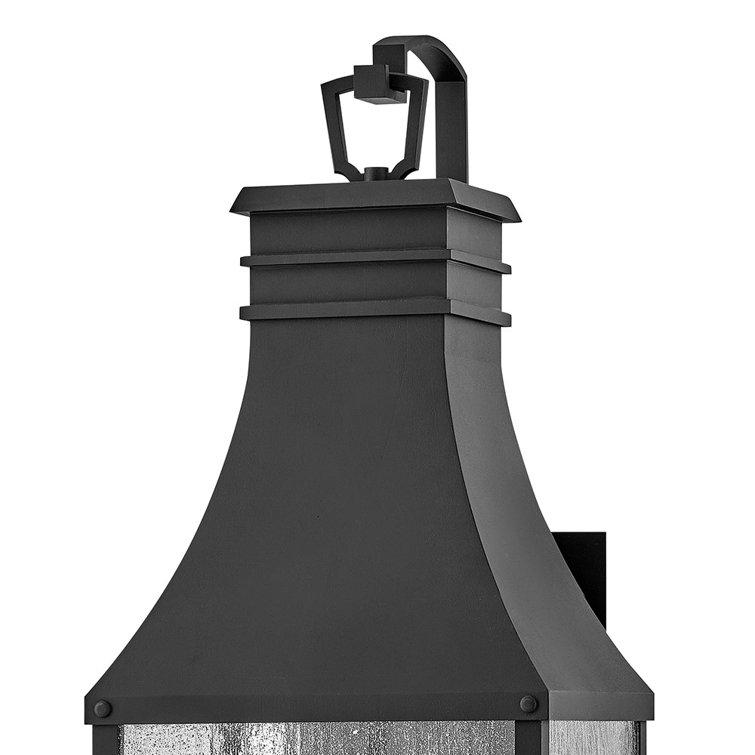 Beacon Hill Black Aluminum Outdoor Wall Light with Seedy Glass