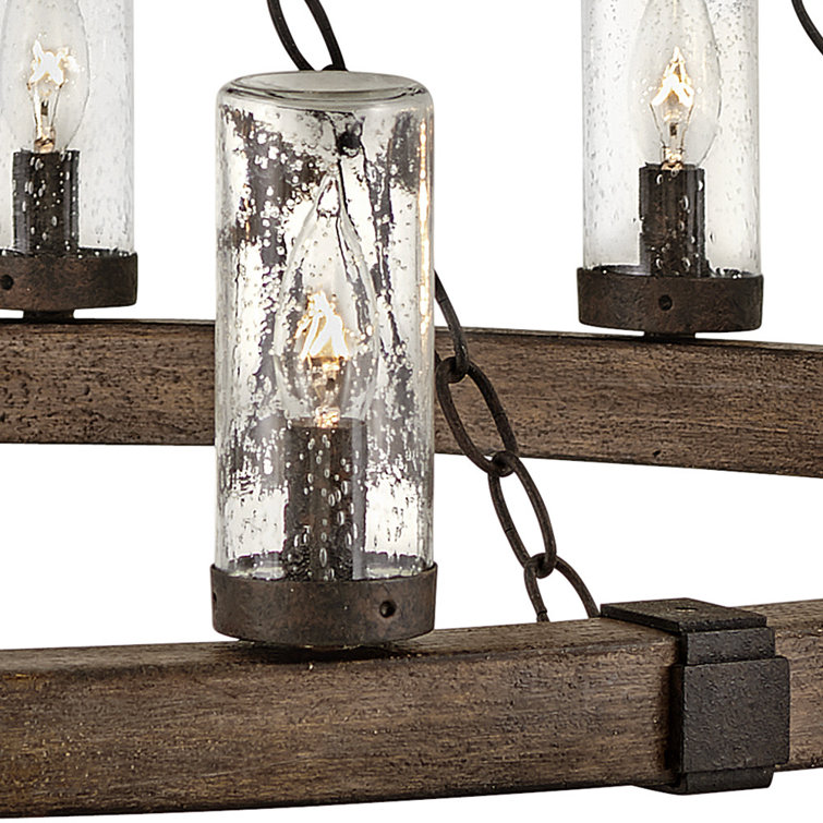Sequoia Iron Rust Drum Glass LED Outdoor Lantern
