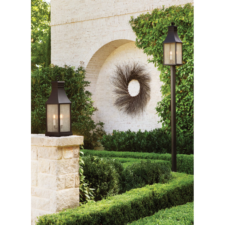 Beacon Hill Black Aluminum Outdoor Wall Light with Seedy Glass