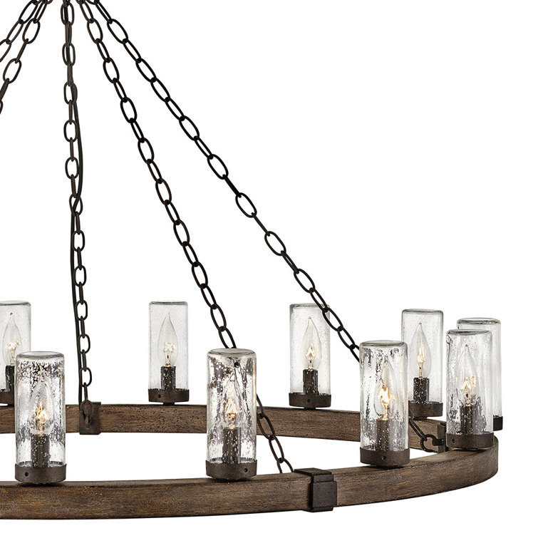 Sequoia Iron Rust Drum Glass LED Outdoor Lantern