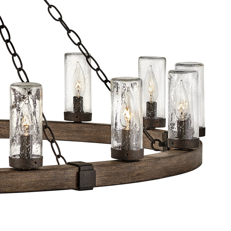 Sequoia Iron Rust Drum Glass LED Outdoor Lantern