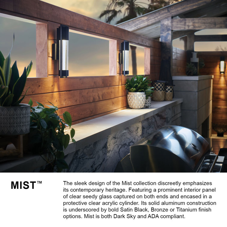 Bronze 22" Dimmable Outdoor Wall Sconce with Seeded Glass