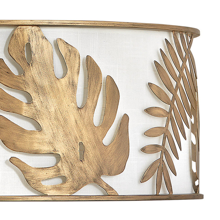 Elysian Gold 5-Light LED Drum Chandelier with White Linen Shade