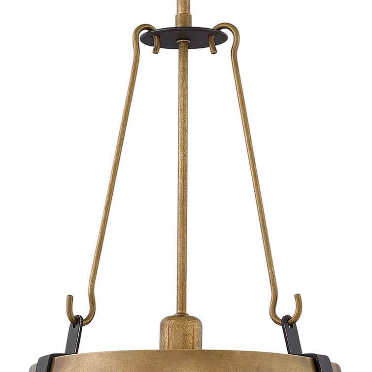 Rustic Brass Drum Pendant Light with Bronze Finish