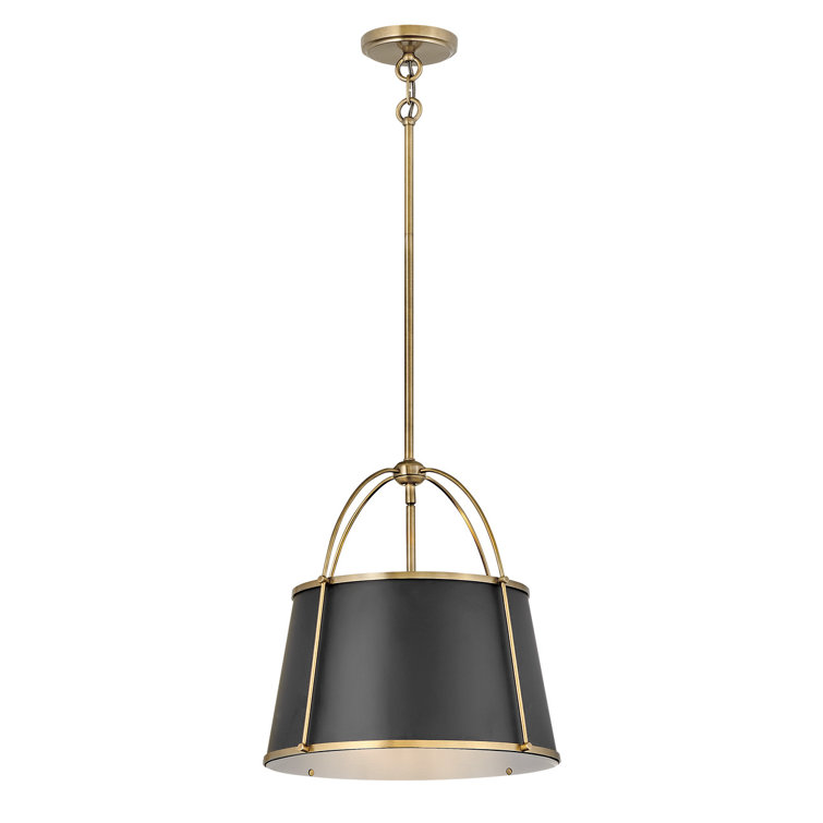 Elegant Warm Brass LED Drum Pendant with Adjustable Height
