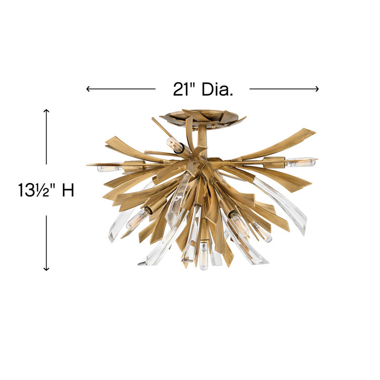 Vida Burnished Gold Crystal 9-Light LED Semi-Flush Ceiling Light