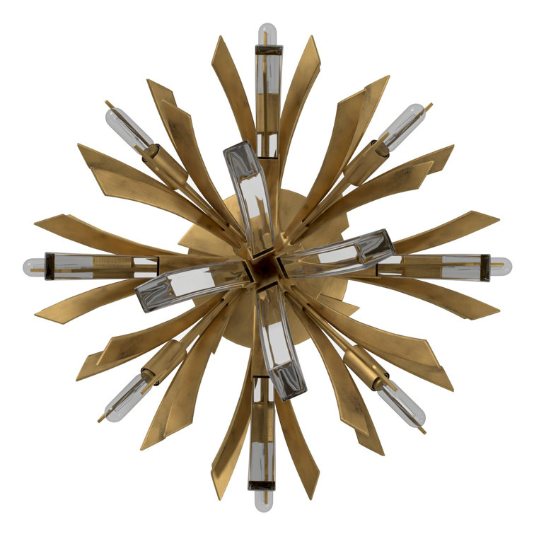 Vida Burnished Gold Crystal 9-Light LED Semi-Flush Ceiling Light