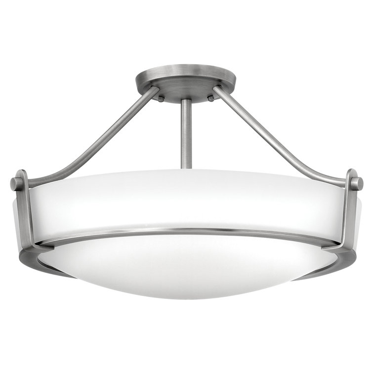 Elegant Antique Nickel 4-Light Semi-Flush Mount with Etched Glass