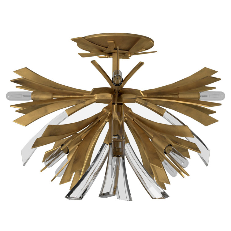 Vida Burnished Gold Crystal 9-Light LED Semi-Flush Ceiling Light