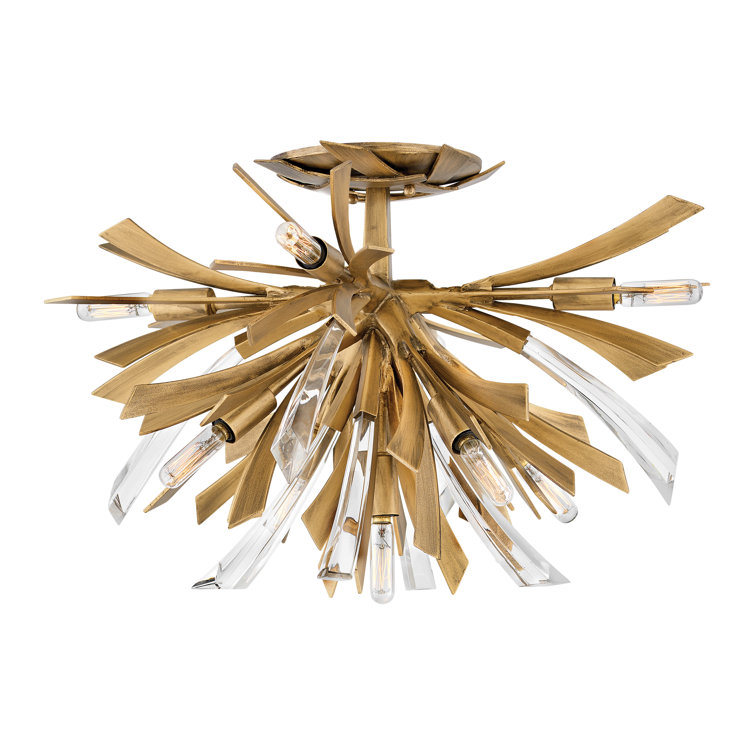 Vida Burnished Gold Crystal 9-Light LED Semi-Flush Ceiling Light