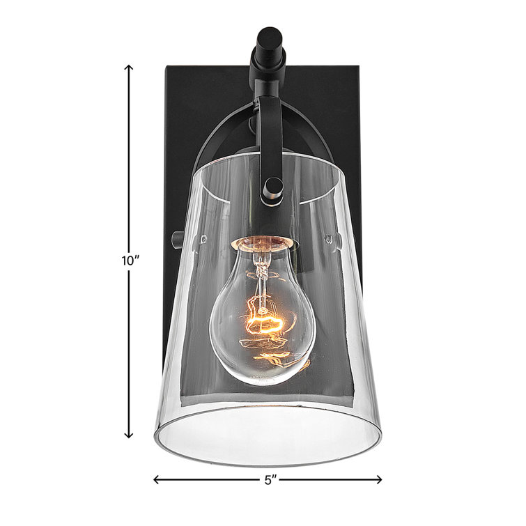 Foster Black Clear Glass 1-Light Dimmable Vanity Fixture