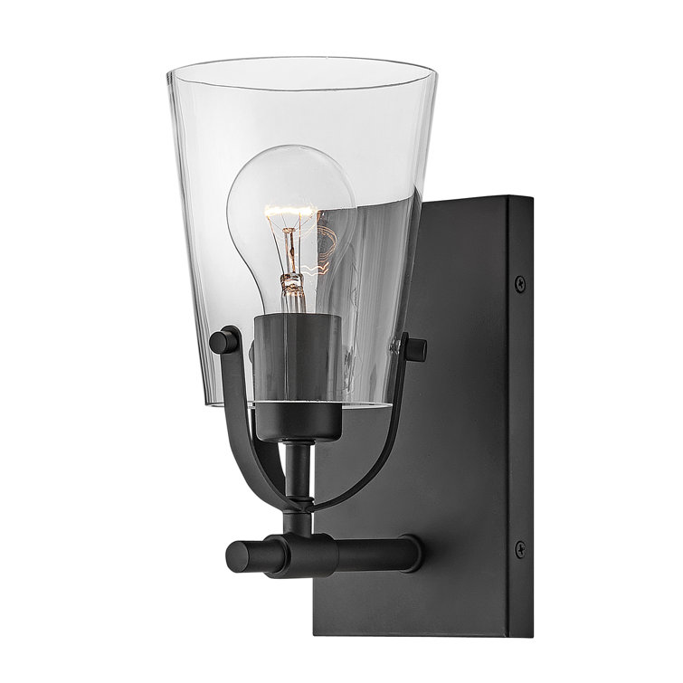 Foster Black Clear Glass 1-Light Dimmable Vanity Fixture