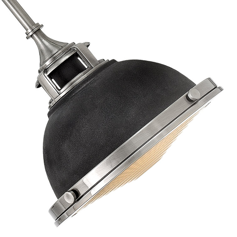 Aged Zinc Glass and Nickel Pendant Light