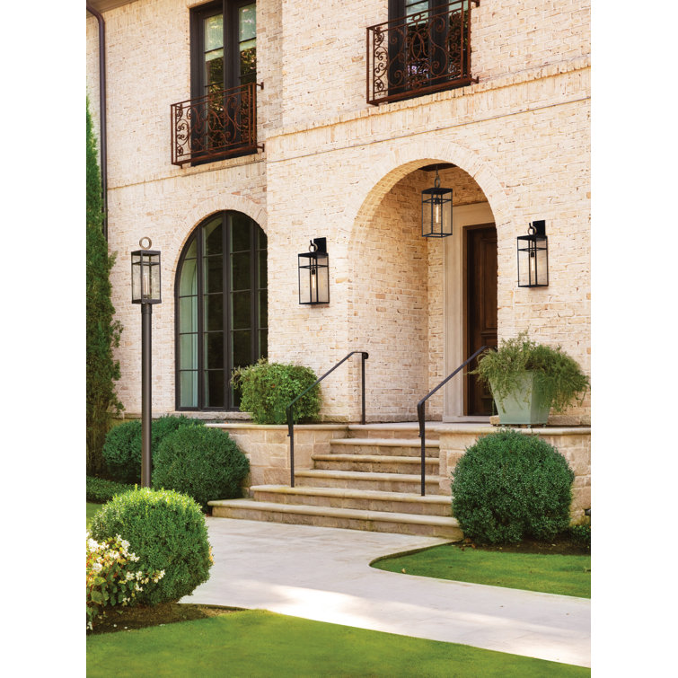 Porter Modern Farmhouse 1-Light Outdoor Wall Lantern in Black and Bronze