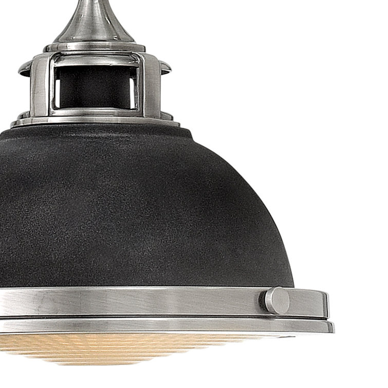 Aged Zinc Glass and Nickel Pendant Light