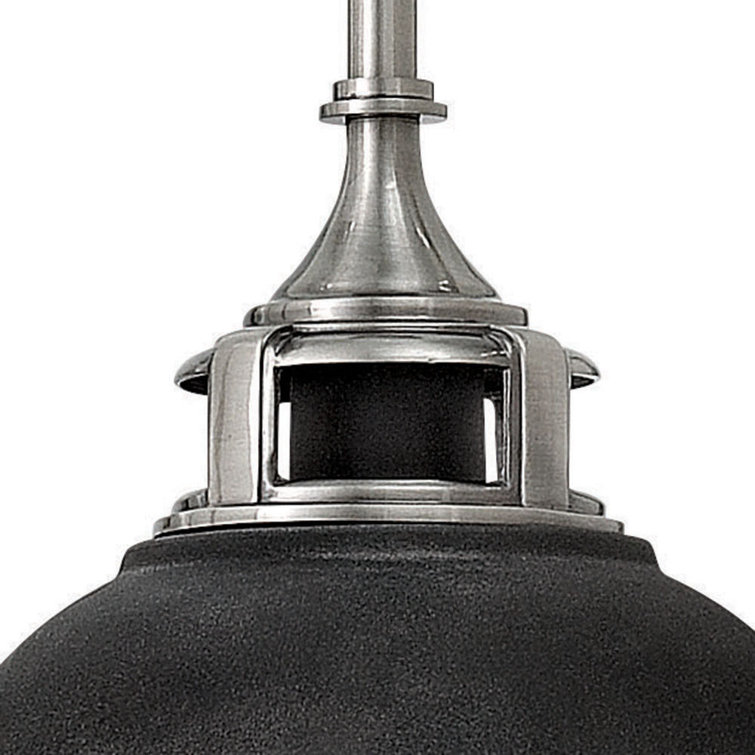 Aged Zinc Glass and Nickel Pendant Light