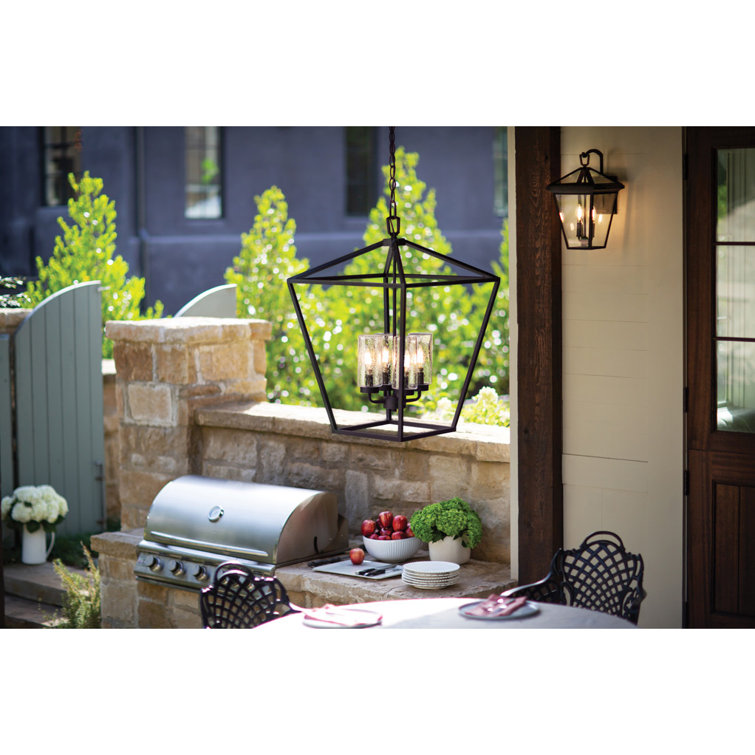 Museum Black Alford Place 4-Light LED Outdoor Lantern with Clear Seedy Glass