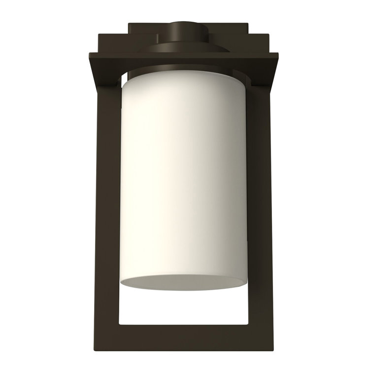 Bronze 12-Inch Outdoor Wall Lantern with Etched Opal Glass