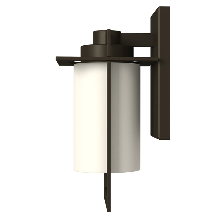 Bronze 12-Inch Outdoor Wall Lantern with Etched Opal Glass