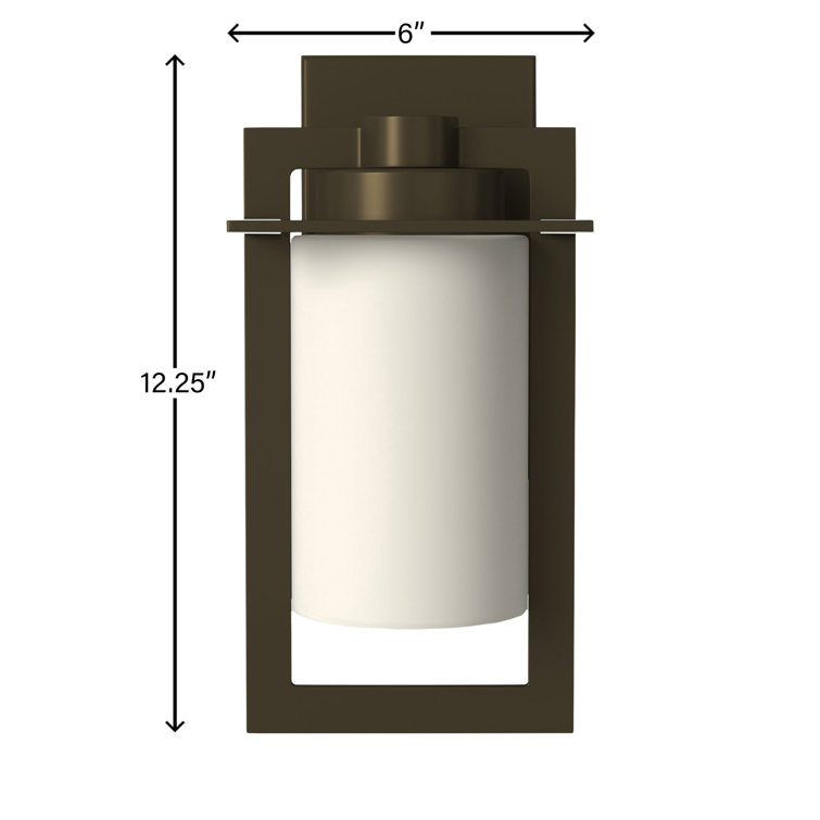 Bronze 12-Inch Outdoor Wall Lantern with Etched Opal Glass
