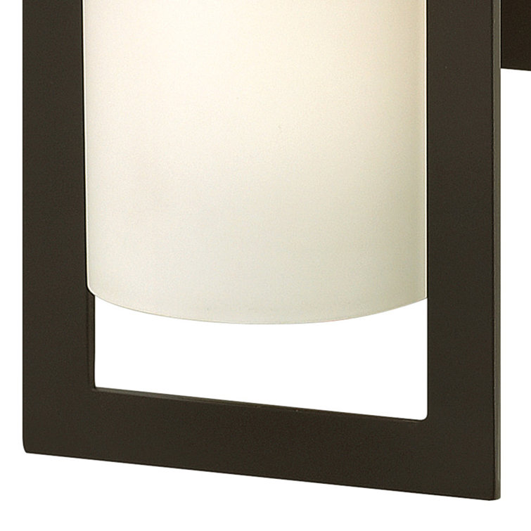 Bronze 12-Inch Outdoor Wall Lantern with Etched Opal Glass