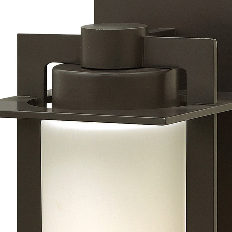 Bronze 12-Inch Outdoor Wall Lantern with Etched Opal Glass