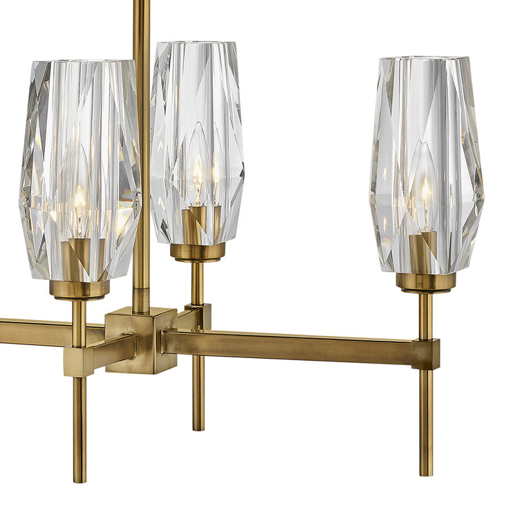 Heritage Brass 8-Light Linear Chandelier with Faceted Crystal Shades